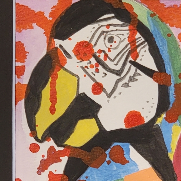 Original Watercolor Parrot Painting Bird Art - Picture 4 of 10